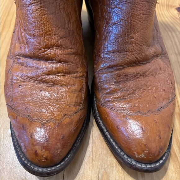 Vintage Tony Lama Exotic Ostrich Quill Western Cowboy Boots 8D Made in USA - Picture 9 of 14
